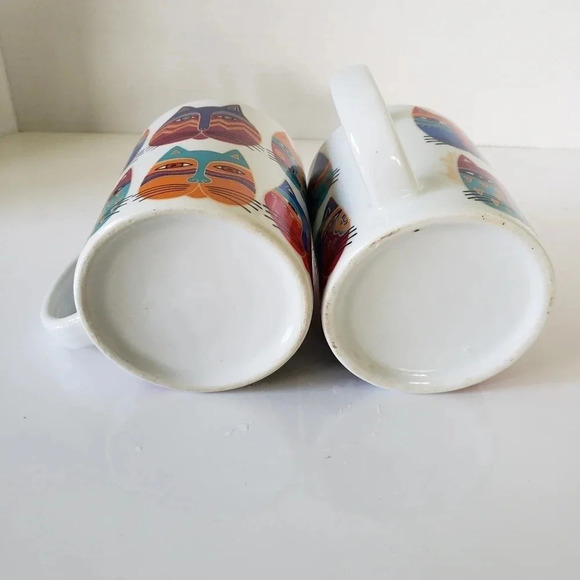 Vintage Laurel Burch 1995 Colorful Cat set of 2  Mugs. - Picture 3 of 8